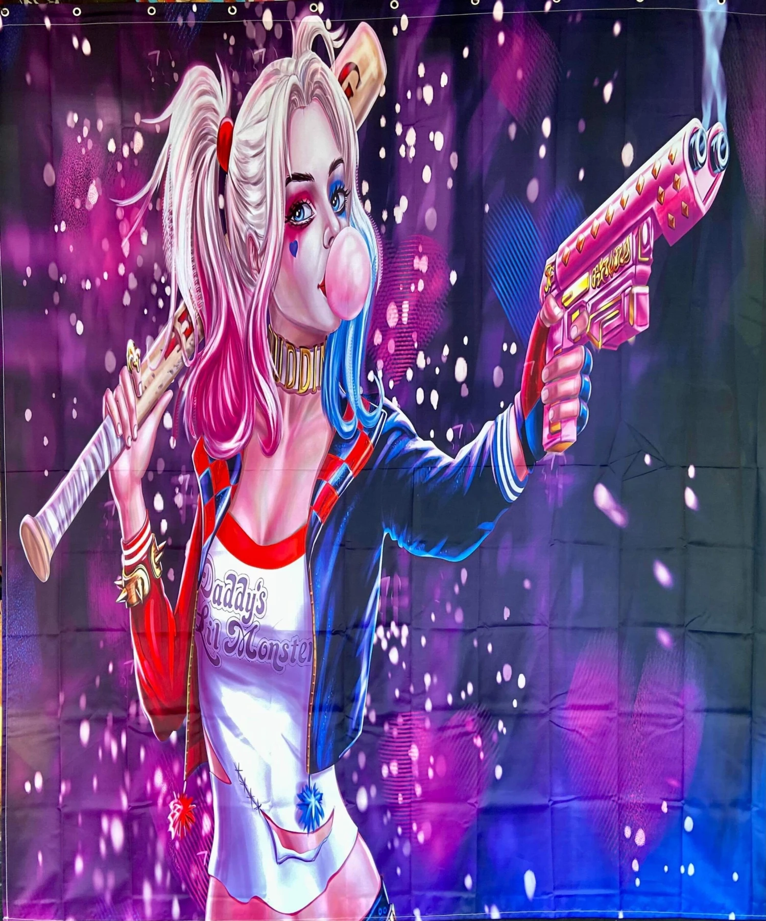 Harley Quinn - Back Drop - Curtain - Wall Hanging — Inacoma 3 Harley Quinn - Back Drop - Curtain - Wall Hanging — Inacoma
