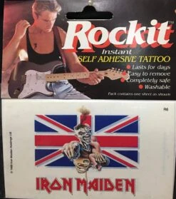 ROCKIT Temporary Tattoo Waterproof Iron Maiden 1988 (Removable) VINTAGE — Inacoma